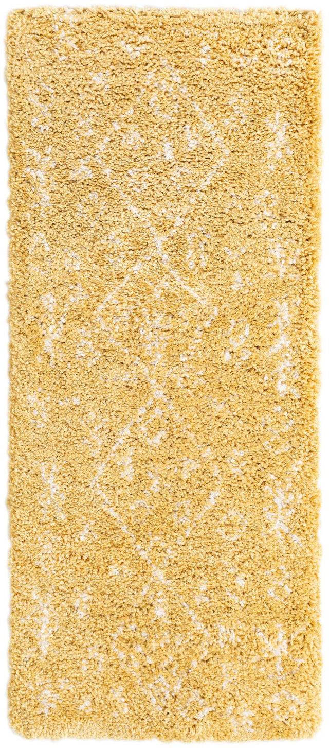 Yellow 2' 7 x 6' 1 Rabat Shag Runner Area Rug Thick Soft Touch Fluffy & Plush Shaggy Pile Durable Geometric Carpet for Luxury Interior Design for Sale at Rug Engine
