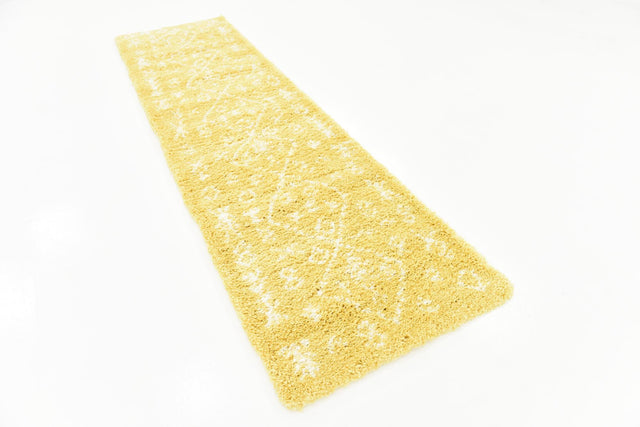 Yellow 2' 7 x 10' Rabat Shag Runner Area Rug Thick Soft Touch Fluffy & Plush Shaggy Pile Durable Geometric Carpet for Luxury Interior Design for Sale at Rug Engine
