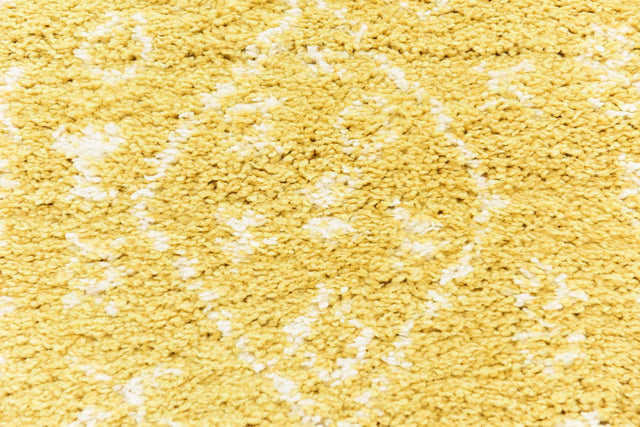 Yellow 2' 7 x 10' Rabat Shag Runner Area Rug Thick Soft Touch Fluffy & Plush Shaggy Pile Durable Geometric Carpet for Luxury Interior Design for Sale at Rug Engine
