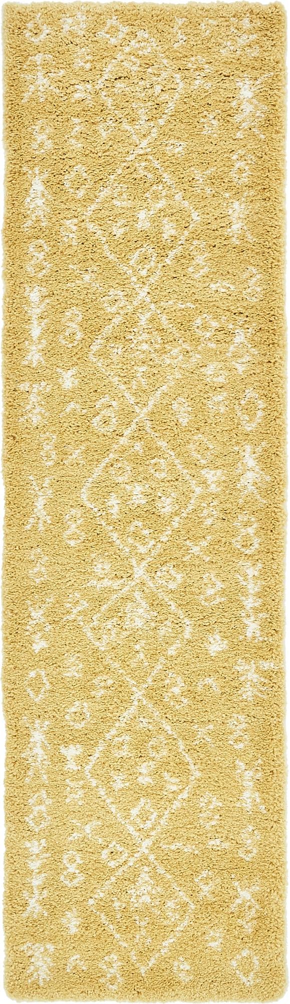 Yellow 2' 7 x 10' Rabat Shag Runner Area Rug Thick Soft Touch Fluffy & Plush Shaggy Pile Durable Geometric Carpet for Luxury Interior Design for Sale at Rug Engine