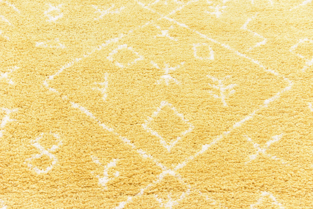 Yellow 8' x 8' Rabat Shag Round Area Rug Thick Soft Touch Fluffy & Plush Shaggy Pile Durable Geometric Carpet for Luxury Interior Design for Sale at Rug Engine