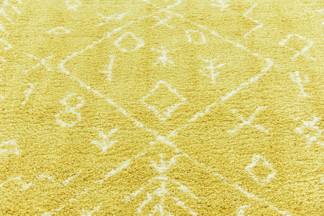 Yellow 8' x 8' Rabat Shag Square Area Rug Thick Soft Touch Fluffy & Plush Shaggy Pile Durable Geometric Carpet for Luxury Interior Design for Sale at Rug Engine