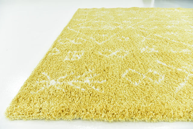 Yellow 8' x 8' Rabat Shag Square Area Rug Thick Soft Touch Fluffy & Plush Shaggy Pile Durable Geometric Carpet for Luxury Interior Design for Sale at Rug Engine