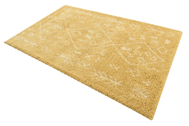Yellow 5' 1 x 8' Rabat Shag Rectangle Area Rug Thick Soft Touch Fluffy & Plush Shaggy Pile Durable Geometric Carpet for Luxury Interior Design for Sale at Rug Engine