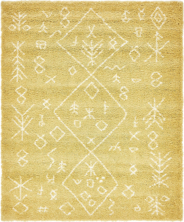 Yellow 8' x 10' Rabat Shag Rectangle Area Rug Thick Soft Touch Fluffy & Plush Shaggy Pile Durable Geometric Carpet for Luxury Interior Design for Sale at Rug Engine