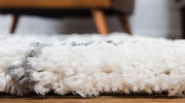 Pure Ivory 7' 1 x 10' Rabat Shag Rectangle Area Rug Thick Soft Touch Fluffy & Plush Shaggy Pile Durable Geometric Carpet for Luxury Interior Design for Sale at Rug Engine