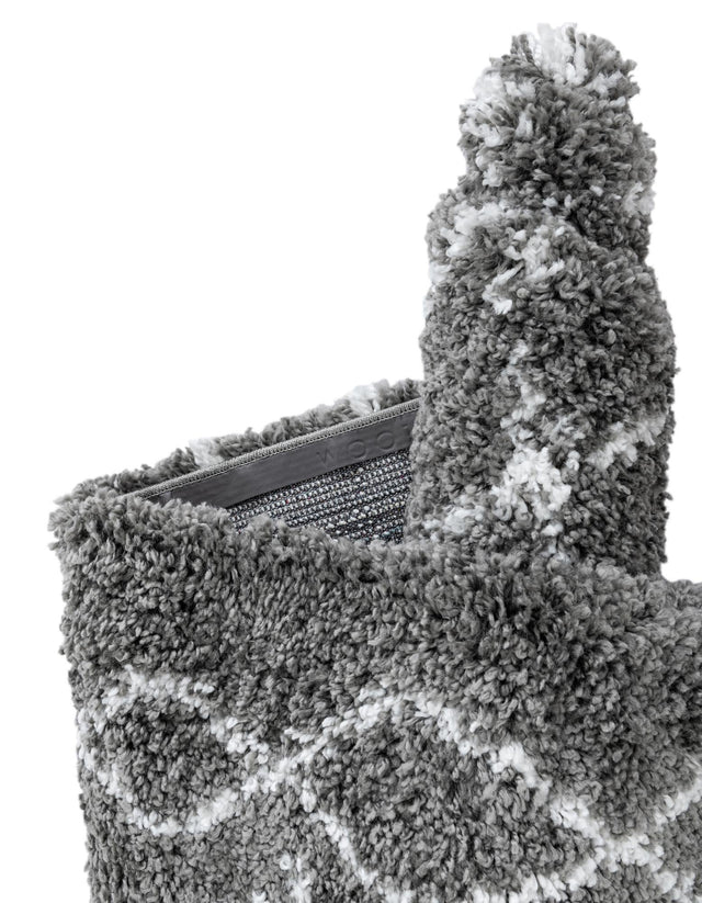 Gray 8' x 8' Rabat Shag Square Area Rug Thick Soft Touch Fluffy & Plush Shaggy Pile Durable Geometric Carpet for Luxury Interior Design for Sale at Rug Engine
