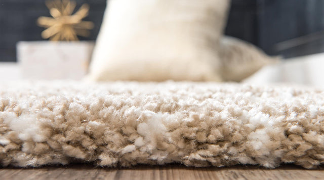 Taupe 2' x 8' Rabat Shag Runner Area Rug Thick Soft Touch Fluffy & Plush Shaggy Pile Durable Geometric Carpet for Luxury Interior Design for Sale at Rug Engine