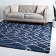 Navy Blue 8' x 8' Rabat Shag Square Area Rug Thick Soft Touch Fluffy & Plush Shaggy Pile