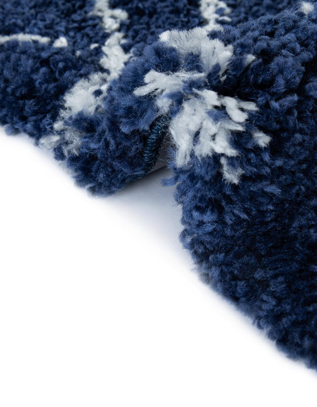 Navy Blue 8' x 10' Rabat Shag Rectangle Area Rug Thick Soft Touch Fluffy & Plush Shaggy Pile Durable Geometric Carpet for Luxury Interior Design for Sale at Rug Engine