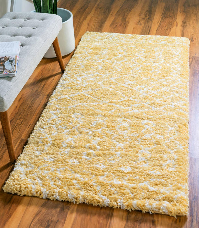 Yellow 2' 7 x 10' Rabat Shag Runner Area Rug Thick Soft Touch Fluffy & Plush Shaggy Pile Durable Geometric Carpet for Luxury Interior Design for Sale at Rug Engine