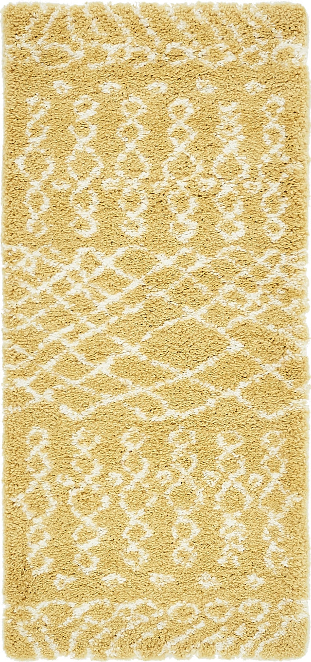 Yellow 2' 7 x 6' 1 Rabat Shag Runner Area Rug Thick Soft Touch Fluffy & Plush Shaggy Pile Durable Geometric Carpet for Luxury Interior Design for Sale at Rug Engine
