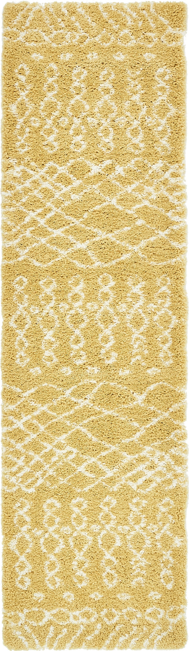 Yellow 2' 7 x 10' Rabat Shag Runner Area Rug Thick Soft Touch Fluffy & Plush Shaggy Pile Durable Geometric Carpet for Luxury Interior Design for Sale at Rug Engine