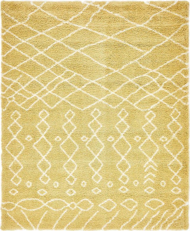 Yellow 8' x 10' Rabat Shag Rectangle Area Rug Thick Soft Touch Fluffy & Plush Shaggy Pile Durable Geometric Carpet for Luxury Interior Design for Sale at Rug Engine
