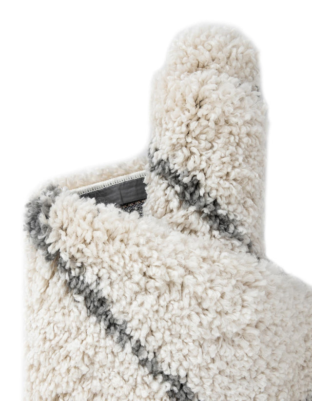 Pure Ivory 2' x 8' Rabat Shag Runner Area Rug Thick Soft Touch Fluffy & Plush Shaggy Pile Durable Geometric Carpet for Luxury Interior Design for Sale at Rug Engine