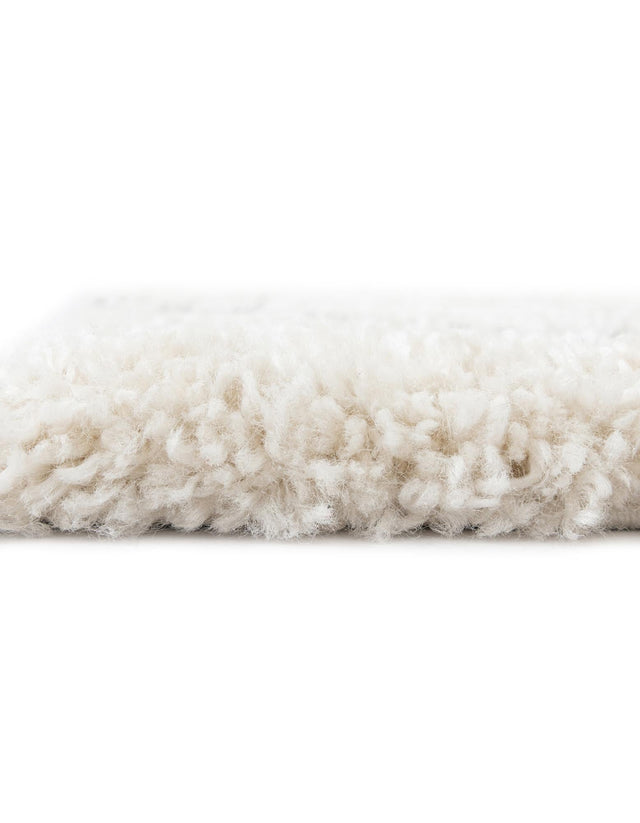 Pure Ivory 7' 1 x 10' Rabat Shag Rectangle Area Rug Thick Soft Touch Fluffy & Plush Shaggy Pile Durable Geometric Carpet for Luxury Interior Design for Sale at Rug Engine