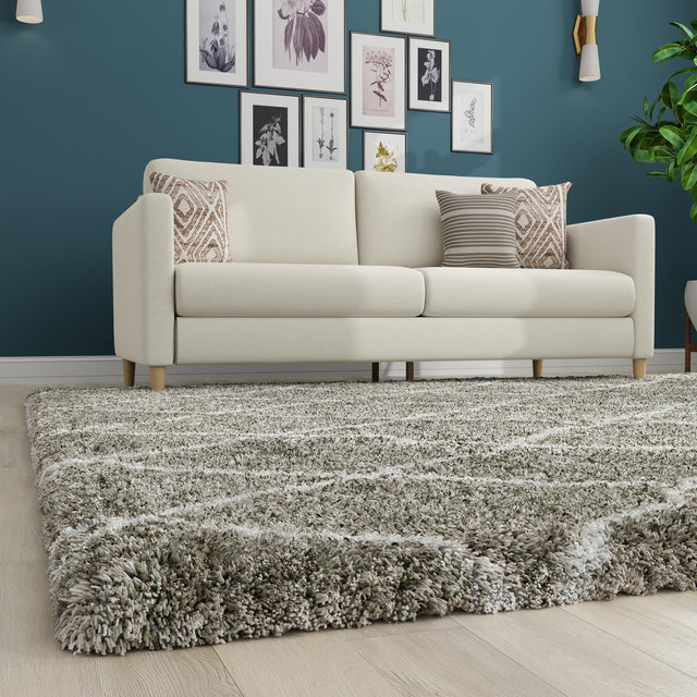 Gray 8' x 8' Rabat Shag Square Area Rug Thick Soft Touch Fluffy & Plush Shaggy Pile Durable Geometric Carpet for Luxury Interior Design for Sale at Rug Engine