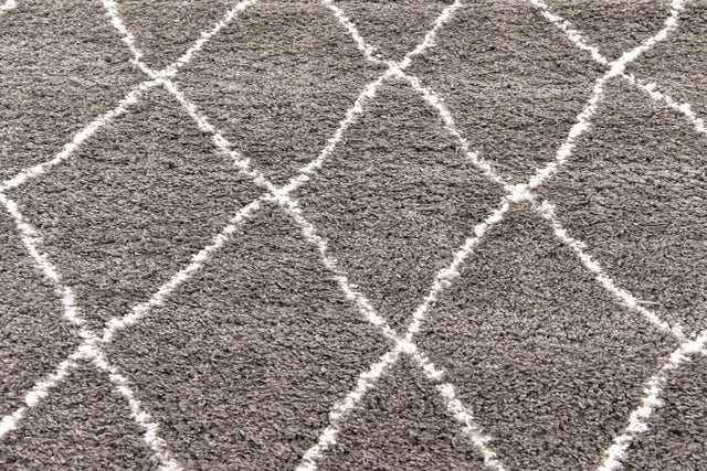 Gray 8' x 8' Rabat Shag Square Area Rug Thick Soft Touch Fluffy & Plush Shaggy Pile Durable Geometric Carpet for Luxury Interior Design for Sale at Rug Engine