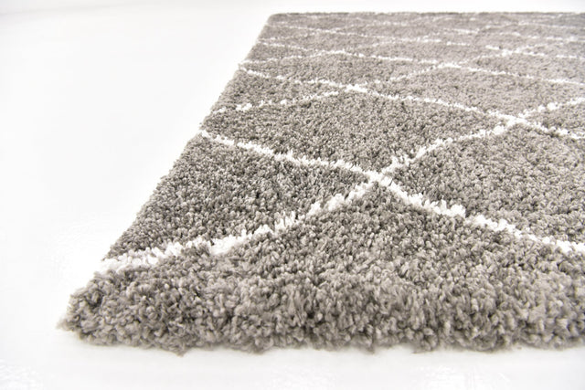 Gray 8' x 8' Rabat Shag Square Area Rug Thick Soft Touch Fluffy & Plush Shaggy Pile Durable Geometric Carpet for Luxury Interior Design for Sale at Rug Engine