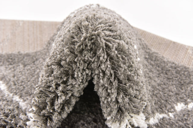 Gray 8' x 8' Rabat Shag Square Area Rug Thick Soft Touch Fluffy & Plush Shaggy Pile Durable Geometric Carpet for Luxury Interior Design for Sale at Rug Engine
