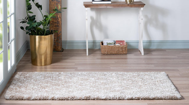 Taupe 2' 7 x 6' 1 Rabat Shag Runner Area Rug Thick Soft Touch Fluffy & Plush Shaggy Pile Durable Geometric Carpet for Luxury Interior Design for Sale at Rug Engine