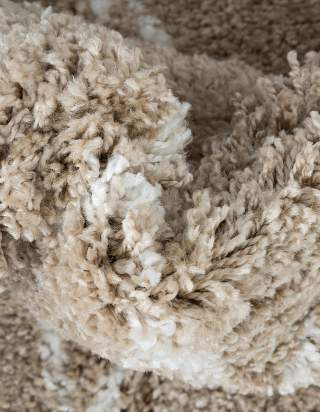 Taupe 5' 1 x 8' Rabat Shag Rectangle Area Rug Thick Soft Touch Fluffy & Plush Shaggy Pile Durable Geometric Carpet for Luxury Interior Design for Sale at Rug Engine