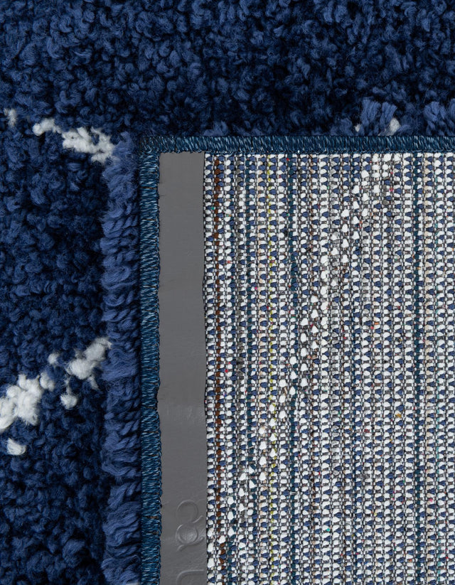 Navy Blue 8' x 8' Rabat Shag Square Area Rug Thick Soft Touch Fluffy & Plush Shaggy Pile Durable Geometric Carpet for Luxury Interior Design for Sale at Rug Engine