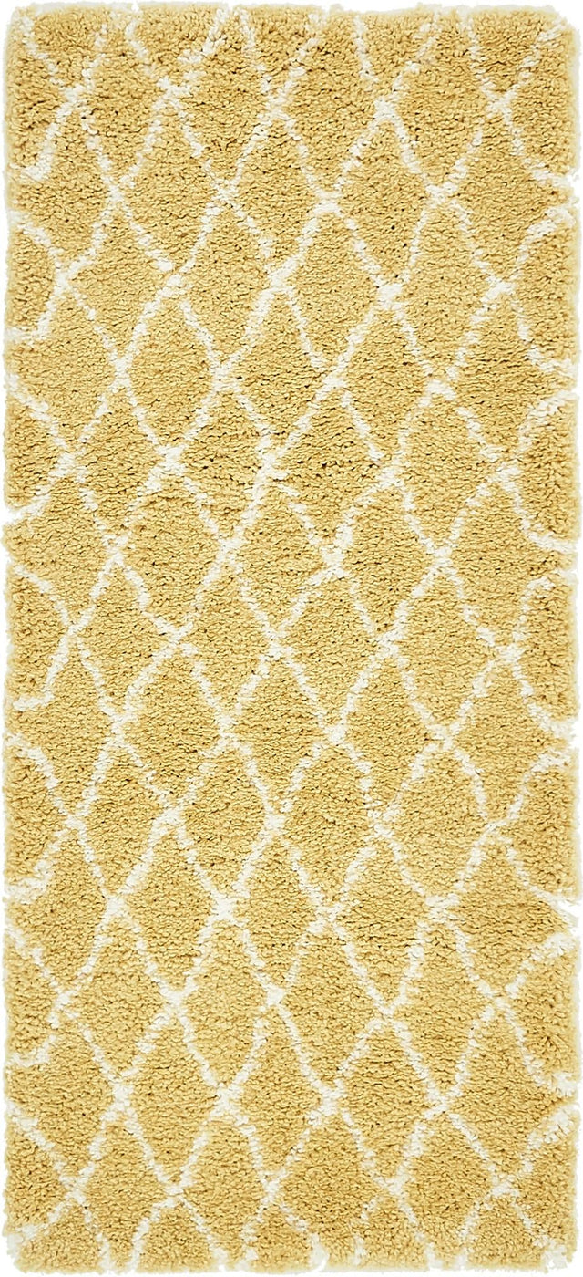 Yellow 2' 7 x 6' 1 Rabat Shag Runner Area Rug Thick Soft Touch Fluffy & Plush Shaggy Pile Durable Geometric Carpet for Luxury Interior Design for Sale at Rug Engine