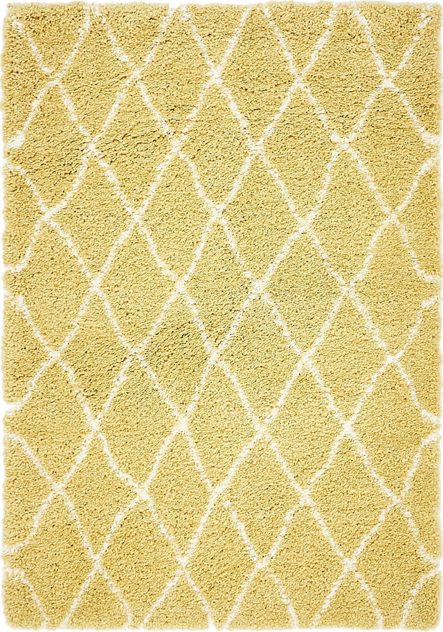 Yellow 4' 1 x 6' 1 Rabat Shag Rectangle Area Rug Thick Soft Touch Fluffy & Plush Shaggy Pile Durable Geometric Carpet for Luxury Interior Design for Sale at Rug Engine