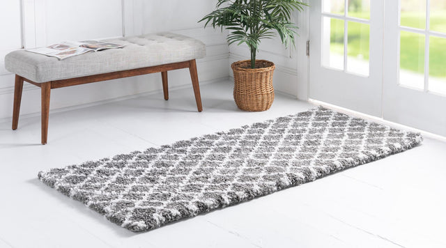 Gray 2' 7 x 6' 1 Rabat Shag Runner Area Rug Thick Soft Touch Fluffy & Plush Shaggy Pile Durable Geometric Carpet for Luxury Interior Design for Sale at Rug Engine