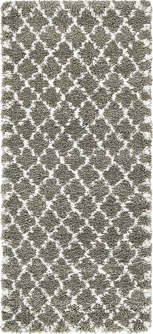 Gray 2' 7 x 6' 1 Rabat Shag Runner Area Rug Thick Soft Touch Fluffy & Plush Shaggy Pile Durable Geometric Carpet for Luxury Interior Design for Sale at Rug Engine