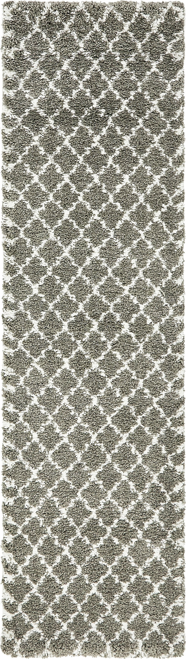 Gray 2' 7 x 10' Rabat Shag Runner Area Rug Thick Soft Touch Fluffy & Plush Shaggy Pile Durable Geometric Carpet for Luxury Interior Design for Sale at Rug Engine