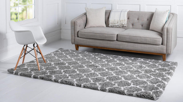 Gray 8' x 10' Rabat Shag Rectangle Area Rug Thick Soft Touch Fluffy & Plush Shaggy Pile Durable Geometric Carpet for Luxury Interior Design for Sale at Rug Engine