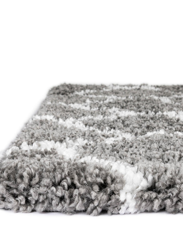 Gray 5' 1 x 8' Rabat Shag Rectangle Area Rug Thick Soft Touch Fluffy & Plush Shaggy Pile Durable Geometric Carpet for Luxury Interior Design for Sale at Rug Engine