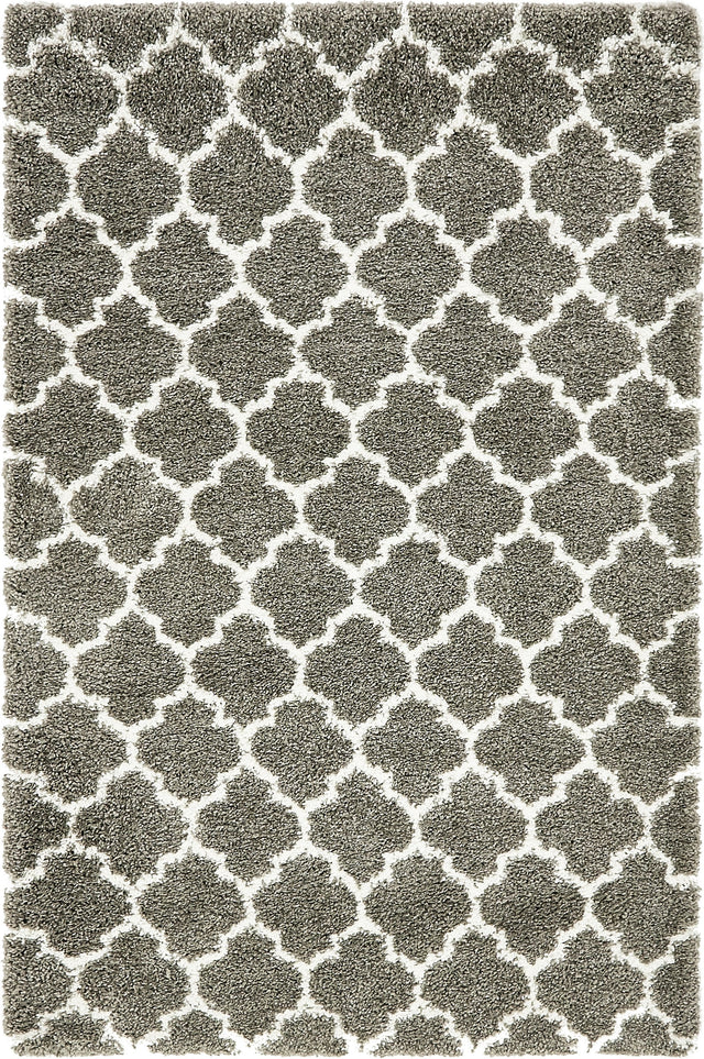 Gray 5' 1 x 8' Rabat Shag Rectangle Area Rug Thick Soft Touch Fluffy & Plush Shaggy Pile Durable Geometric Carpet for Luxury Interior Design for Sale at Rug Engine