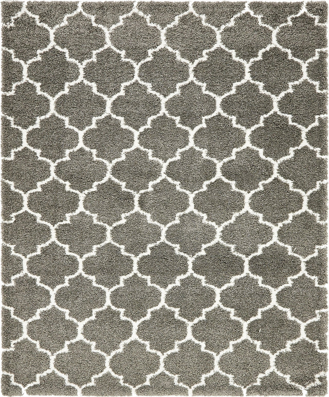 Gray 8' x 10' Rabat Shag Rectangle Area Rug Thick Soft Touch Fluffy & Plush Shaggy Pile Durable Geometric Carpet for Luxury Interior Design for Sale at Rug Engine