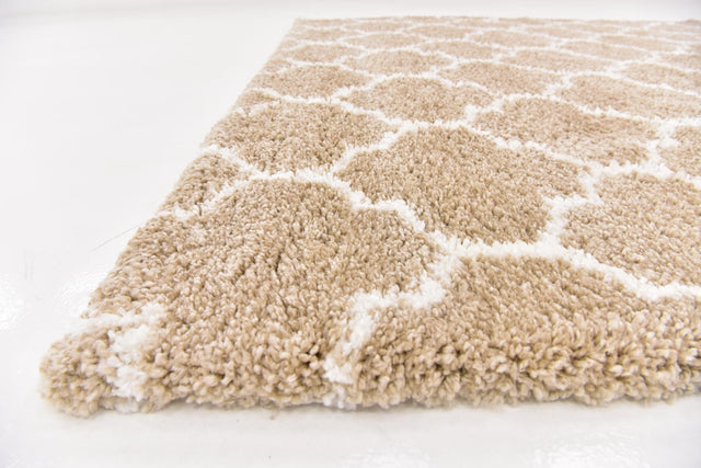 Taupe 8' x 8' Rabat Shag Square Area Rug Thick Soft Touch Fluffy & Plush Shaggy Pile Durable Geometric Carpet for Luxury Interior Design for Sale at Rug Engine
