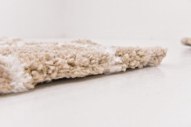 Taupe 8' x 8' Rabat Shag Square Area Rug Thick Soft Touch Fluffy & Plush Shaggy Pile Durable Geometric Carpet for Luxury Interior Design for Sale at Rug Engine