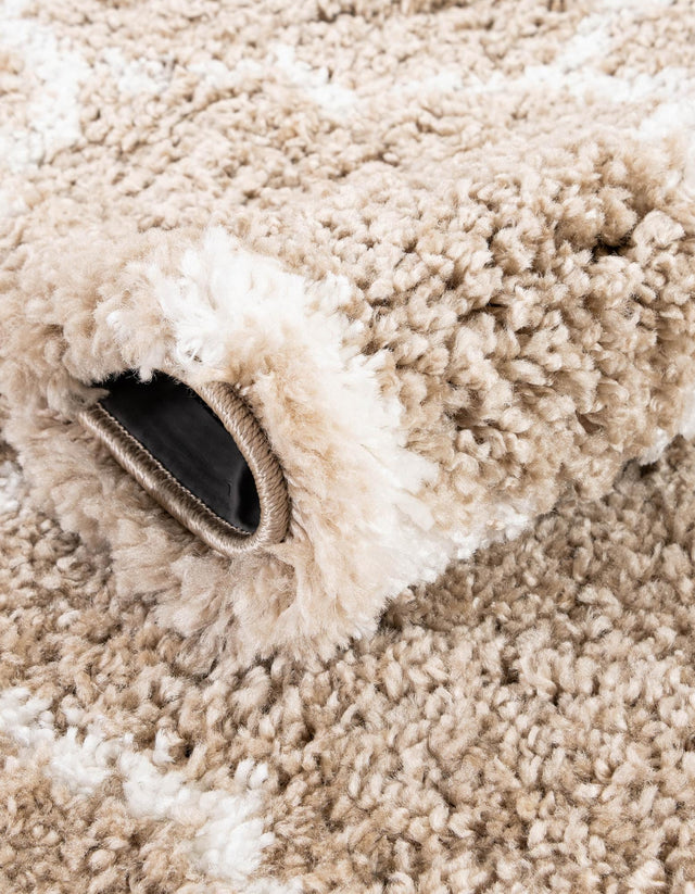 Taupe 4' 1 x 6' 1 Rabat Shag Rectangle Area Rug Thick Soft Touch Fluffy & Plush Shaggy Pile Durable Geometric Carpet for Luxury Interior Design for Sale at Rug Engine