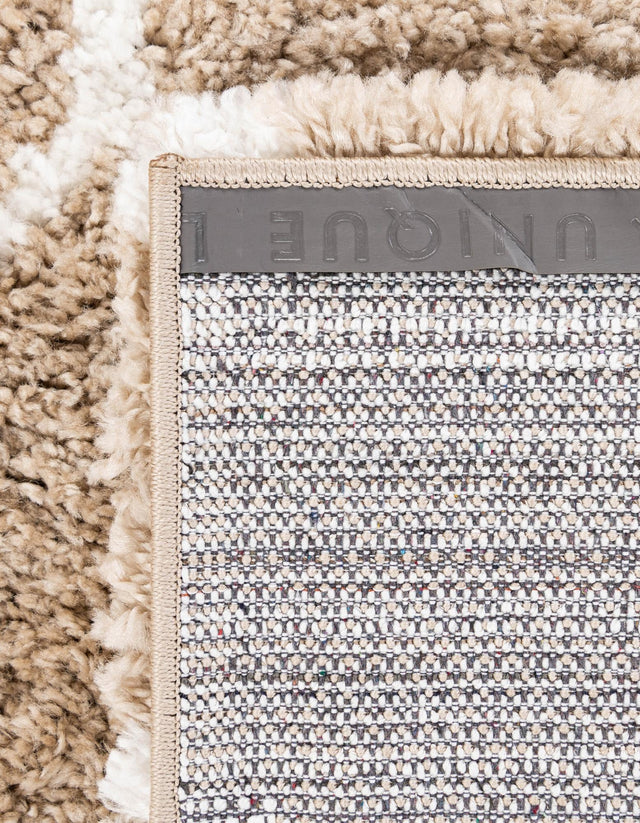 Taupe 4' 1 x 6' 1 Rabat Shag Rectangle Area Rug Thick Soft Touch Fluffy & Plush Shaggy Pile Durable Geometric Carpet for Luxury Interior Design for Sale at Rug Engine