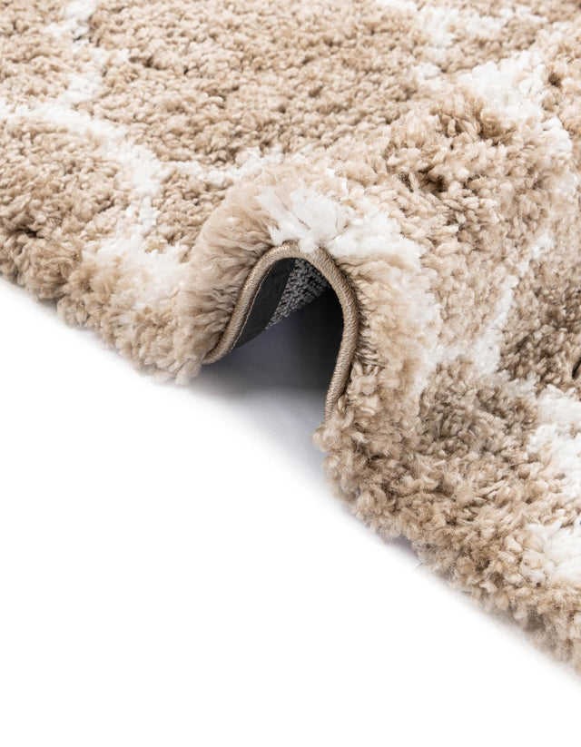 Taupe 4' 1 x 6' 1 Rabat Shag Rectangle Area Rug Thick Soft Touch Fluffy & Plush Shaggy Pile Durable Geometric Carpet for Luxury Interior Design for Sale at Rug Engine