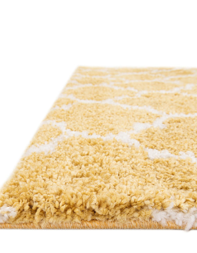 Yellow 4' 1 x 6' 1 Rabat Shag Rectangle Area Rug Thick Soft Touch Fluffy & Plush Shaggy Pile Durable Geometric Carpet for Luxury Interior Design for Sale at Rug Engine