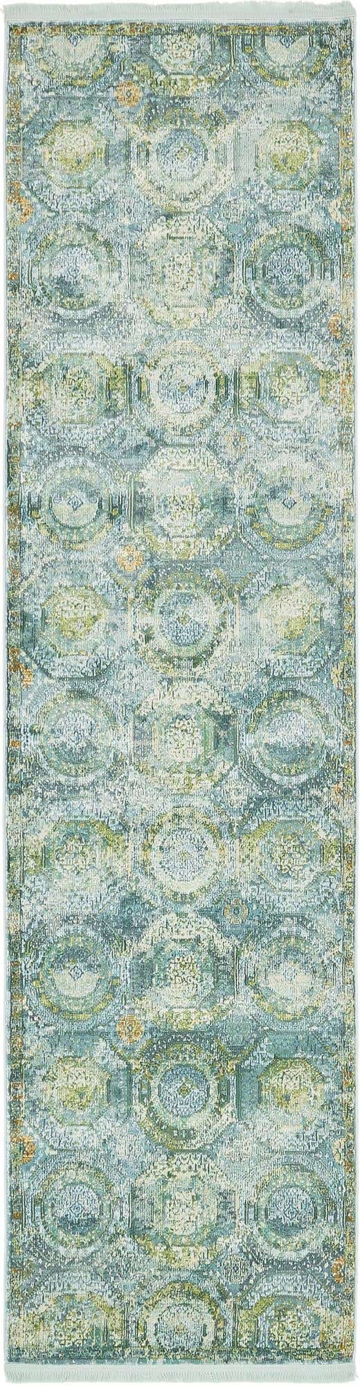 Light Blue 2' 7 x 10' Baracoa Runner Area Rug 100% Polypropylene Distressed Vintage Living Dining Room Office Traditional Carpet for Sale at Rug Engine