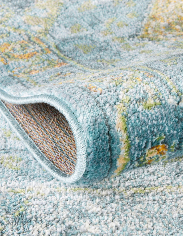 Light Blue 2' 7 x 10' Baracoa Runner Area Rug 100% Polypropylene Distressed Vintage Living Dining Room Office Traditional Carpet for Sale at Rug Engine