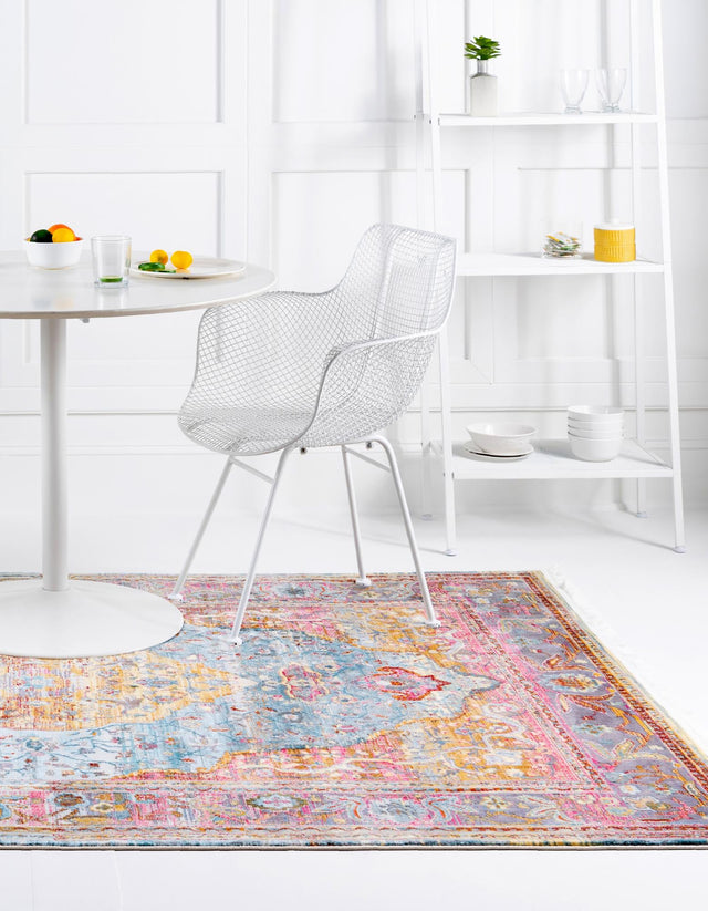 Light Blue 10' x 14' Baracoa Rectangle Area Rug 100% Polypropylene Distressed Vintage Living Dining Room Office Traditional Carpet for Sale at Rug Engine