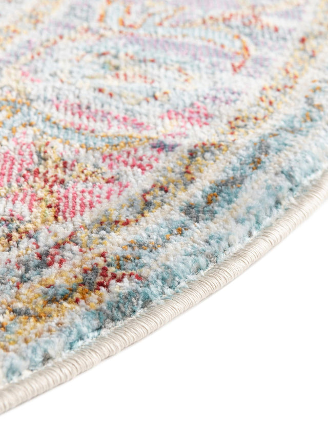 Light Blue 5' 5 x 5' 5 Baracoa Round Area Rug 100% Polypropylene Distressed Vintage Living Dining Room Office Traditional Carpet for Sale at Rug Engine