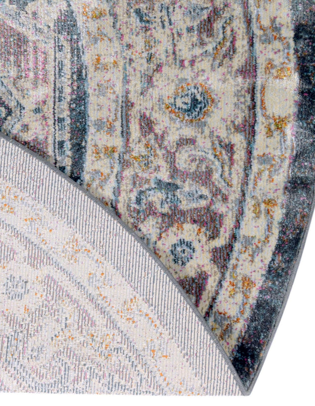 Gray 5' 5 x 5' 5 Baracoa Round Area Rug 100% Polypropylene Distressed Vintage Living Dining Room Office Traditional Carpet for Sale at Rug Engine