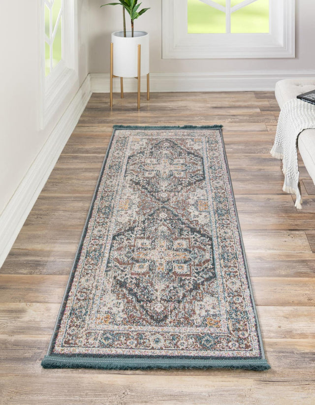 Gray 2' 7 x 10' Baracoa Runner Area Rug 100% Polypropylene Distressed Vintage Living Dining Room Office Traditional Carpet for Sale at Rug Engine