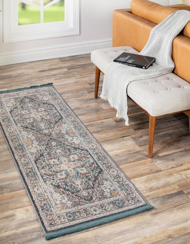 Gray 2' 7 x 13' Baracoa Runner Area Rug 100% Polypropylene Distressed Vintage Living Dining Room Office Traditional Carpet for Sale at Rug Engine