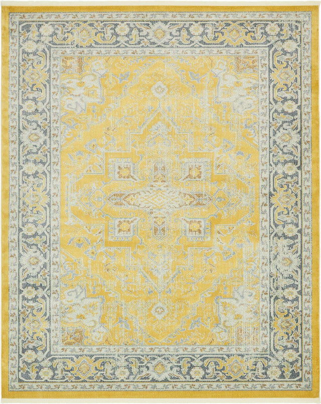 Yellow 8' x 10' Baracoa Rectangle Area Rug 100% Polypropylene Distressed Vintage Living Dining Room Office Traditional Carpet for Sale at Rug Engine
